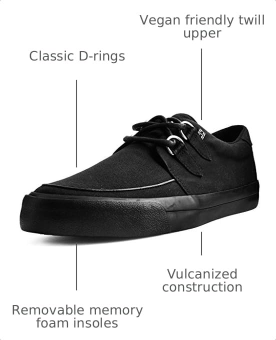 Image of T.U.K. Twill Vegan Creeper Sneaker Shoes for Women and Men, Interlace D Ring Lace Up Shoes