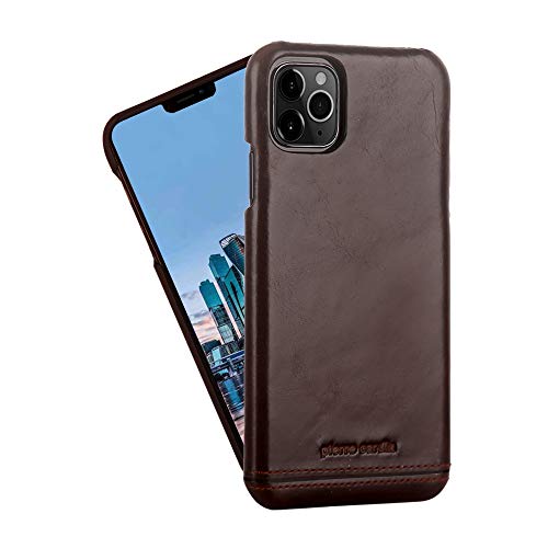 Pierre Cardin iPhone 11 Pro Max Case, Premium Genuine Cowhide Leather with New Slim Design Fashion Hard Back Cover for iPhone 11 Pro Max(6.5"),Dark Brown