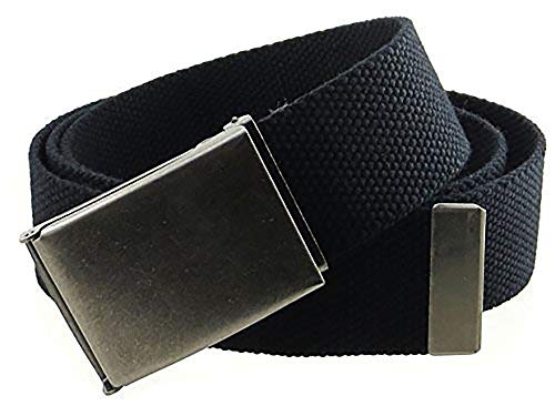Canvas Web Belt Flip-Top Antique Silver Buckle/Tip Solid Color 50