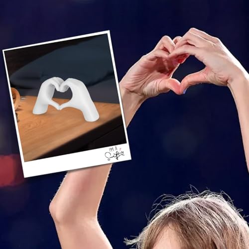 Estatua decorativa de resina en forma de manos corazón blanca miniatura 5