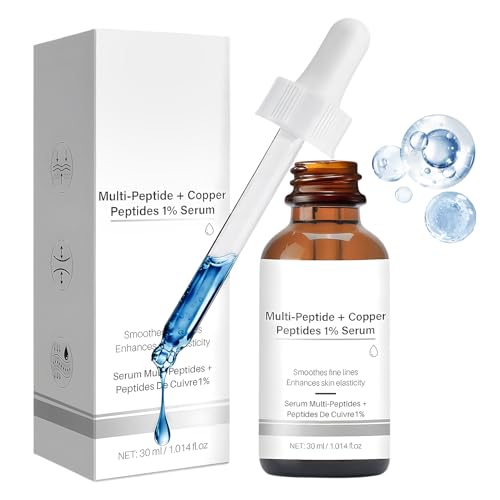 Multi-Peptide + Copper Peptides 1% Serum, 30ml Cu Peptide Serum Gesicht, Anti Aging Gesichtsserum mit Hyaluronsäure, Spendet Intensive Feuchtigkeit, Repariert Die Haut und Hilft