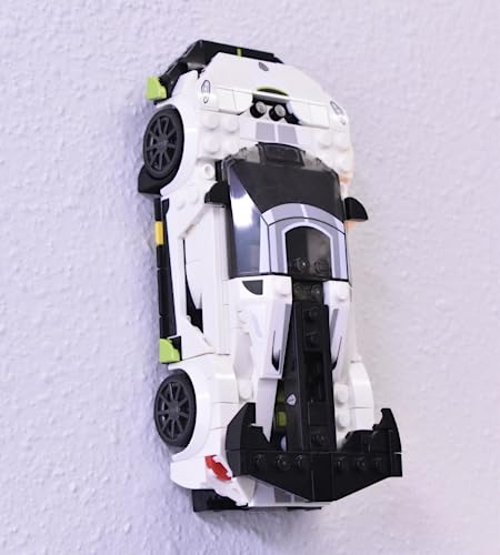Image of Collectible Car Display Wall Mount | Low Profile Design Compatible with Lego Car Models | Display Cars by Wheels on Wall | Made in USA (Black 10-Pack)