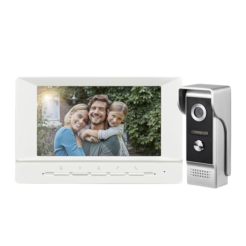 WAFOHSR Cámara De Timbre con Video 7 Pulgadas Monitor, Kits HD Videoportero Compatible Desbloqueo, Monitoreo, Intercomunicador Doble Vía For Villa, Hogar, Oficina, Apartamento Audio Bidireccional