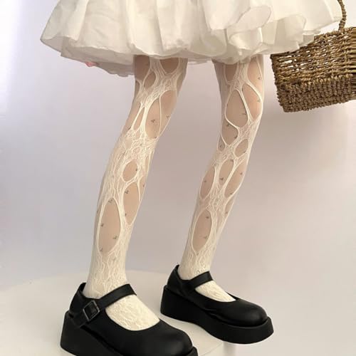 Image of Fishnet Stocking for Women Mesh Stockings Pantyhose Lolita Gothic Punk Ripped Mesh Stockings Sexy Hosiery PWZ04