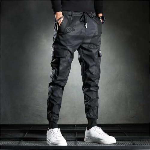 Men's Slim Fit Pants Cargo Pants Camouflage Print Drawstring Multi Pockets Bottoms Ankle Tied Trousers3