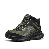 KEEN Unisex-Child Zionic Mid Height Waterproof All Terrain Easy On Hiking Boots, Black/Bronze Green, 4