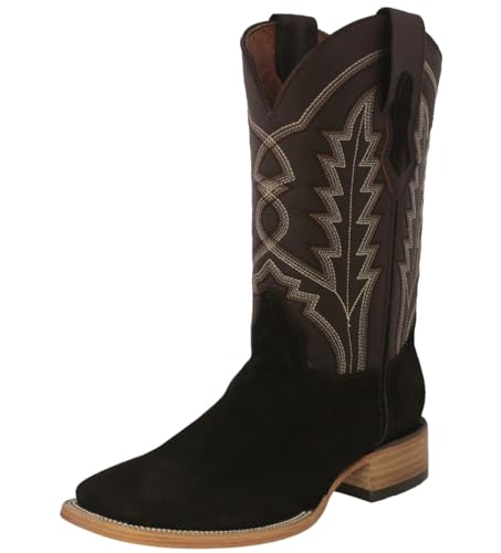 Texas Legacy Mens Dark Brown Western Dress Cowboy Boots Classic Suede Leather Square Toe