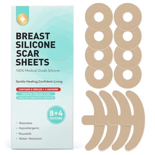 Breast Silicone Scar Sheets – 8 Areola Circles + 4 Anchor Patches | Medical Grade, Reusable & Waterproof Scar Tape for Breast Surgery, Implants, Lift, Reduction & Mastectomy Recovery