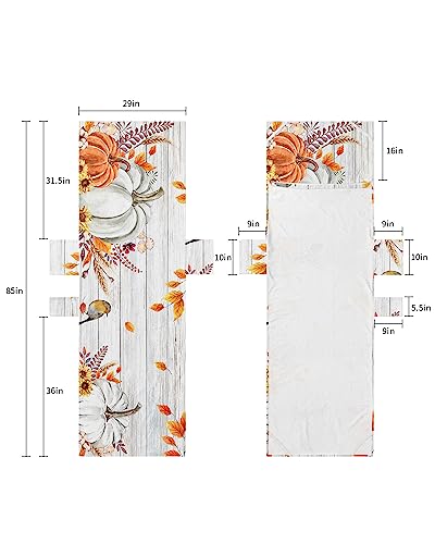 Pumpkins Birds, Beach Lounge Chair Towel Cover, Soft Chaise Lounge Towel with Side Pockets Patio Pool Chairs Cover for Beach/Pool Sunbathing 29x85 Fall Thanksgiving Maple Leaves Farmhouse