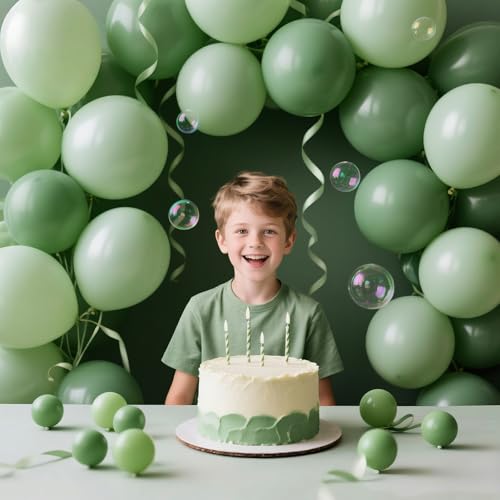 Image of 200pcs Sage Green Balloons 5 Inch, Small Mini Latex Balloons for Party Birthday Baby Shower Anniversary Festival Arch Garland Decoration