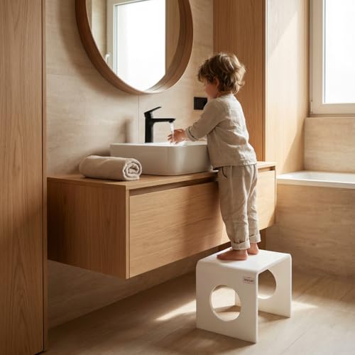 Image of Premium 15mm Thick Acrylic Bathroom Stool, Heavy Duty Multipurpose Sitting Patla for Shower and Home Rust Free Modern Home Decor Seat, 12x15x12Inches (White)