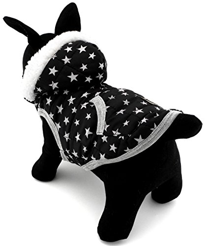 Pegasus SELMAI Star Print Vest Winter Coat Small Dog Jacket Puppy Clothes Pet Cat Hoodies Fleece Cashmere Black S - Image 2