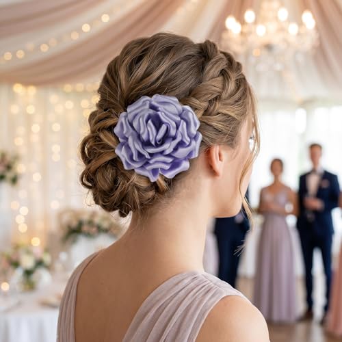 Image of 4.3 inch Red Rose Hair Clip Large Flower Brooches for Women | Charming Flowers Pins for Clothes | Turn Heads with Stylish Rose Hair Clip Flower Brooch Pin for Clothes & Clips for Woman