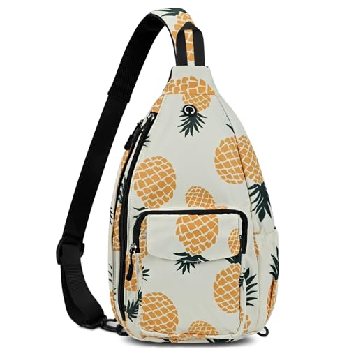 Duryarhall Sling Bag for Women Convertible Chest Bag from Left to Right, Water Repellent Crossbody Gym Backpack, Anit Theft, Pineapple - image 1