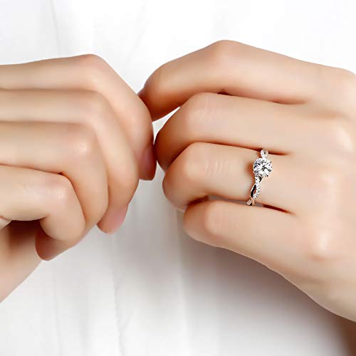 1.16 Carat (ctw) Moissanite Engagement Rings for Women Platinum Plated Silver ring moissanite rings3