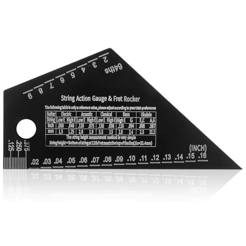 HJZHII Guitar String Action Gauge Ruler Fret Rocker Tool, 1 mm Thickness Fret Leveling Tool Stainless High Precision String Height Ruler for Luthiers