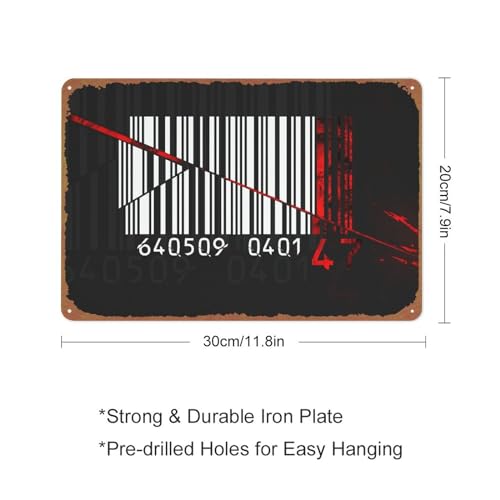 Hitman Barcode Video Game Hitman: Absolution Agent 47 Movie Poster Vintage Look Tin Metal Sign Wall Decoration 8x12 Inches