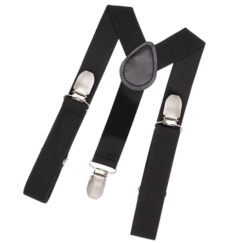 NumRealm Child Kids Suspenders Adjustable Y-Shape Elastic Braces with Non-Slip Silicone Pads Suitable for Boys Girls - Black