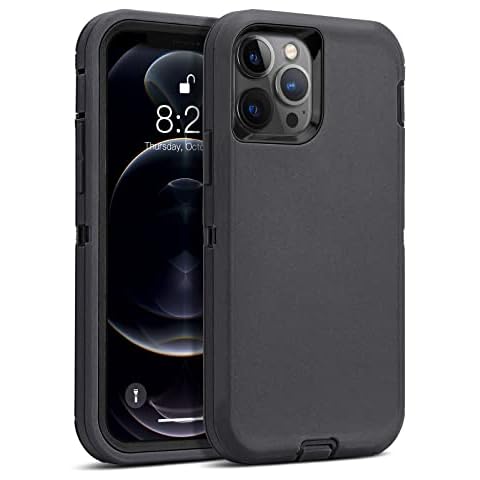 MAXCURY for iPhone 12 Case, iPhone 12 Pro Phone Case, Strong 3 in 1 Full Body Protection Silicone Rubber Case Heavy Duty Shockproof Cover for Men & Women (Black) Cover