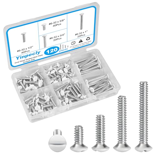 Yinpecly 120PCS White Wall Plate Screws Kit, #6-32 Outlet Cover Screws