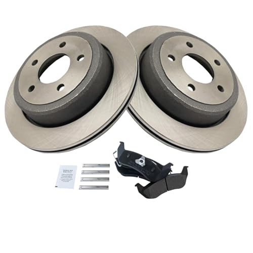 Image of TRQ Rear Brake Pad and Rotor Set Semi Metallic Rotors Compatible with 2010-2011 Ford Ranger