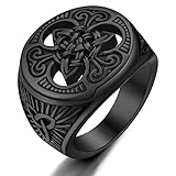Signet Rings Size 10 Vintage Viking Knot Ring Stainless Steel Celtic Rings for Men Biker Ring