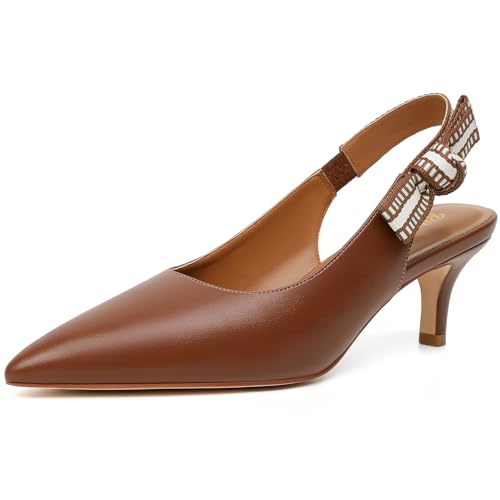 Image of RIBONGZ Sexy Slingback Pumps Elegant Dressy Heels for Women Closed Toe Pointy High Heels Wedding Bride Prom Party Evening Shoes