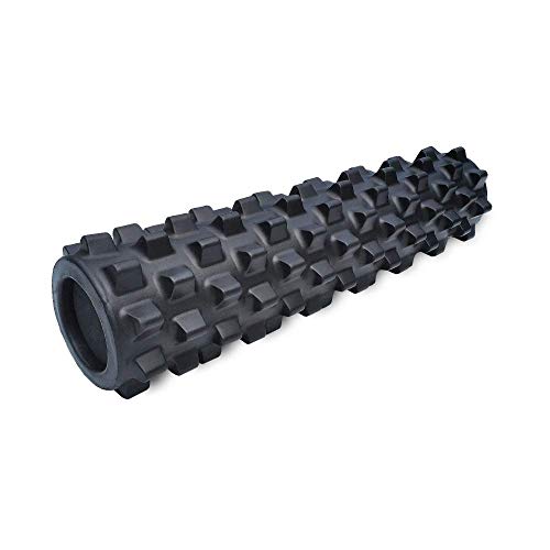 RumbleRoller – Extra Firm Textured Muscle Foam Roller Manipulates Soft Tissue Like A Massage Therapist (Black, Mid Size)