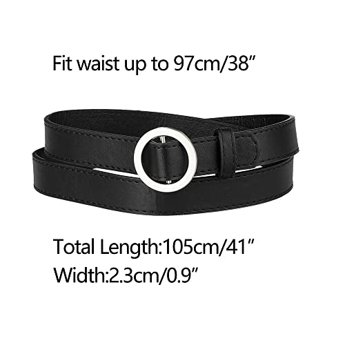 Allegra K Women's Belts O Ring Metal Buckle Plus Size Thin Nonporous Waist Belt for Jeans Dress 0.9 Inches Width3