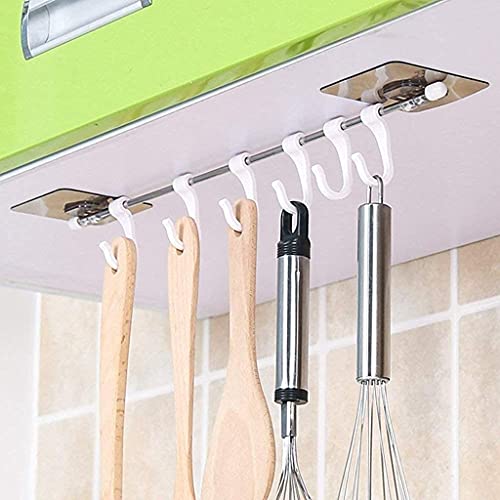 Image of KHEDU FAB 1 Pc's Premium Self Adhesive Kitchen Accessories Items Organizer Rack Stand, Wall Hanging Hooks Strong Without Drilling,Stainless Steel (Pack of 1)
