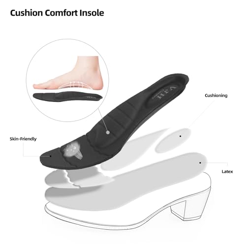 VJH confort Women's Mary Jane Pumps Low Block Chunky Heel Round Toe Dress Work Comfortable Shoes4