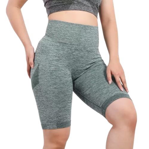 Womens Yoga Shorts High Waisted Workout Shorts for Fitness Home Gym Training (Green, S)-picture-27