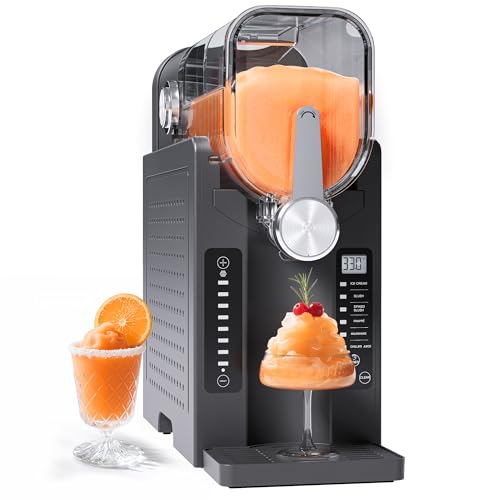 Slushie Machine No Ice Needed, Slushy Machine for Home, Frozen Drink Maker with 6 Preset Programs for Margaritas, Frappés, Milk Shake and More, LED D