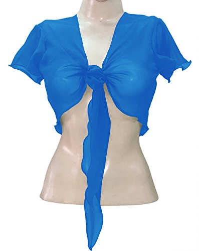 Image of Indian Trendy Women's Chiffon Short Sleeve Tie Top Choli Blouse Belly Dance Gypsy Tie Front Cardigan Tops