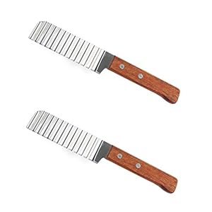 UMYMAYDO1 2 x aardappelsnijder, roestvrij staal aardappelmes, golvensnijder, crinkle cutter, corrugated ribbels…