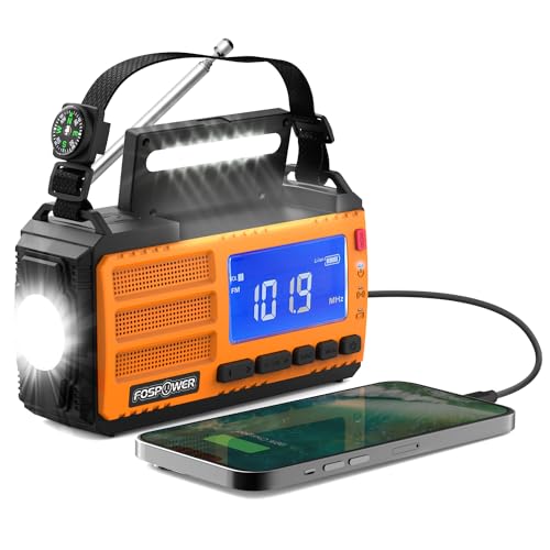 FosPower Emergency Weather Radio (Model D8) NOAA/AM/FM with 10,000mAh/37000mWh Portable Power Bank,...