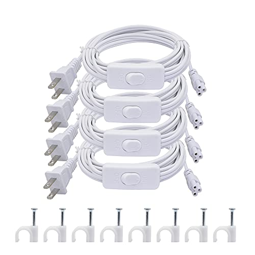 SinLoon UL Listed 18AWG T5 T8 LED Wire Connector Power Cord LED Tube Power Extension Cord with on/Off Swith US Plug for LED T5 T8 Light Tube Integrated Extension Cable Wire 4 -Pack (9.8FT SW )