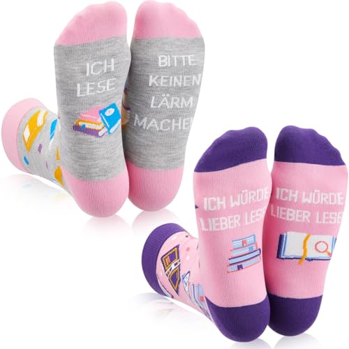 Geyoga 2 Pares Regalos para Ratones de Biblioteca Calcetines Divertidos con Frase en la Suela. Calcetines de Ratón de Biblioteca para Mujer regalo de Cumpleaños Regalo(Rosa+Morado, Gris+Rosa) Geyoga 2 Pares Regalos para Ratones de Biblioteca Calcetines Divertidos con Frase en la Suela. Calcetines de Ratón de Biblioteca para Mujer regalo de Cumpleaños Regalo(Rosa+Morado, Gris+Rosa)
