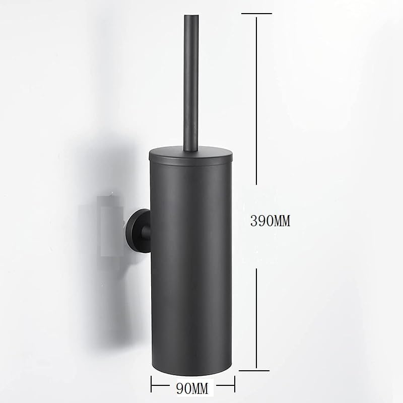 Image of Toilet Brush and Holder Set Stainless Steel Toilet Bowl Cleaners Brush and Holder Wall Mount or Free Standing with Lid Bathroom Accessories Brush Head Replaceable Stylish Modern Design (Matte Black)