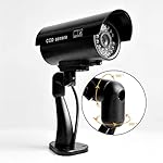 4-Packs-Fake-Security-Camera-with-No-Trespassing-Signs-Smile-Youre-On-Camera-Warning-Signs-and-Screws-Dummy-Cameras-with-Realistic-LED-Red-Flashing-Light-for-Outdoor-Yard-Indoor-Use-Set-Of-8
