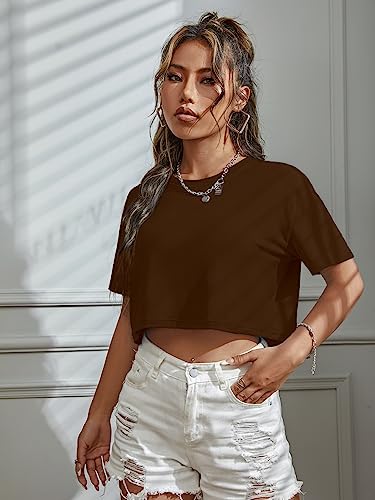 Image of Aahwan Printed Women's & Girls' Basic Oversized Crop Top /T-Shirt