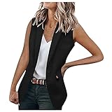 Aotkegrl Business Freizeit Weste Damen Elegant Anzugweste Sexy Ärmellose Jacke Herbst Winter Strickjacke Slim Fit Kellnerweste Leicht Cardigan Mantel Einfarbig Blazer Oberteile mit Knopf