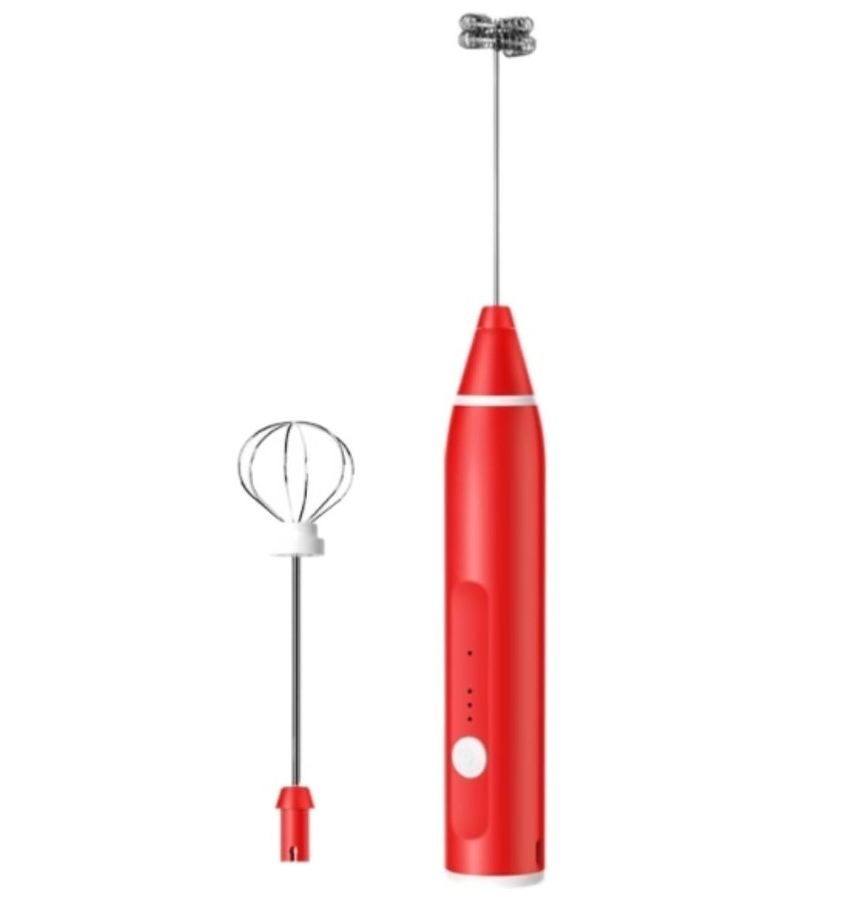 Espumador de Leche, Batidora Eléctrica Batidora Espumador De Leche De Mano Cargador USB Batidor De Burbujas De Acero Inoxidable Bubbler Leche para Capuchino(Rot)