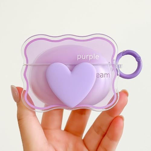 Image of Dezet Cute Soft Silicone Pouh Case for Airpods Pro GEN-2 (2022) � 3D Cartoon Animal Character Cover with Keychain Ring, Shockproof & Dustproof Protective Case for Kids & Girls (Heart Purple)