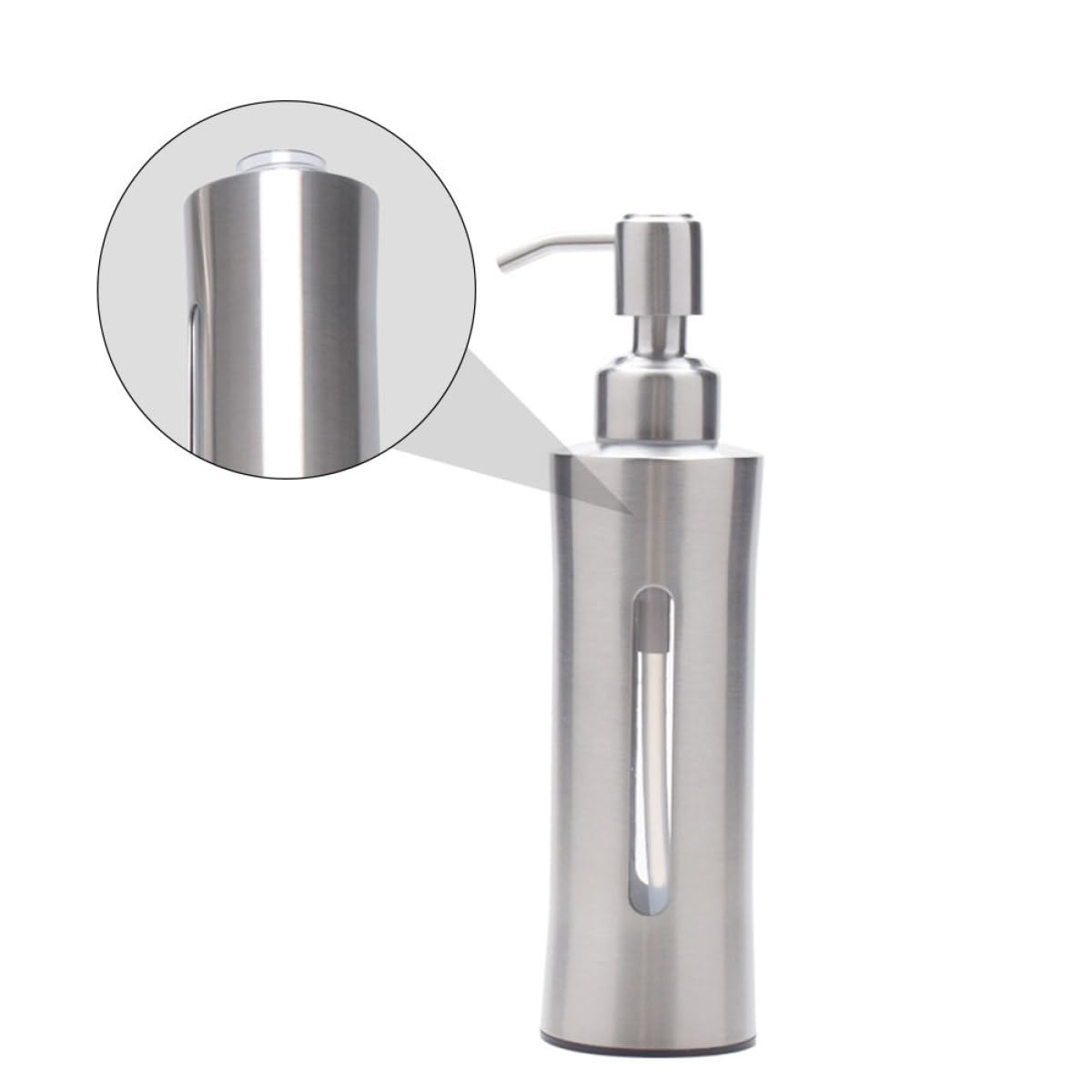 Dispenser di Sapone in Acciaio Inox 304 Pompa a Pressione, Bottiglia Visibile da Bagno e Cucina, Erogatore di Lozione per Mani e Bagnoschiuma, Uso Quotidiano Multifunzionale