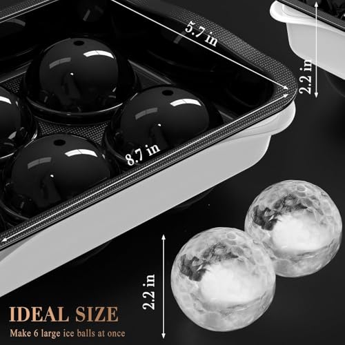 Image of Ice Cube Molds with Lid,Big Silicone Ice Cube Tray for Whiskey,2Inch Square Ice Cube Tray,Easy-Release Ice Mold,Giant Ice Cubes for Bourbon Cocktail (2, Round Black)