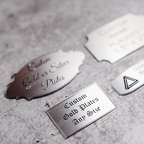 Custom Engraved Flexibrass Plate, Name Plaque, Art Tags, Trophy Label, Personalized Awards Tags, Gold, Silver Brass, Adhesive Backing