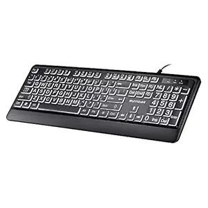 SurnQiee Large Letter Print Keyboard, 104 Keys Standard Full Size USB Wired White LED Backlit Computer Keyboard (KB612)