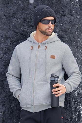 Men's Fleece Lined Zip Up Hoodies Heavyweight Sherpa Jackets (S-XXL)3