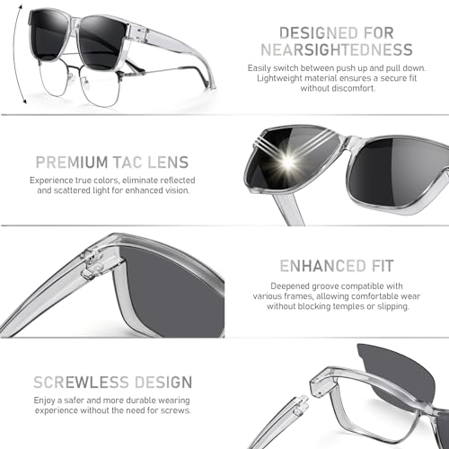 Image of GEGURI Polarized Sunglasses Fit Over Glasses for Men Women, Oversized Square Sun Glasses UV400 Protection Shades